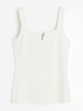 H&M Women’s Cream Color Tank Top with Structured Neckline